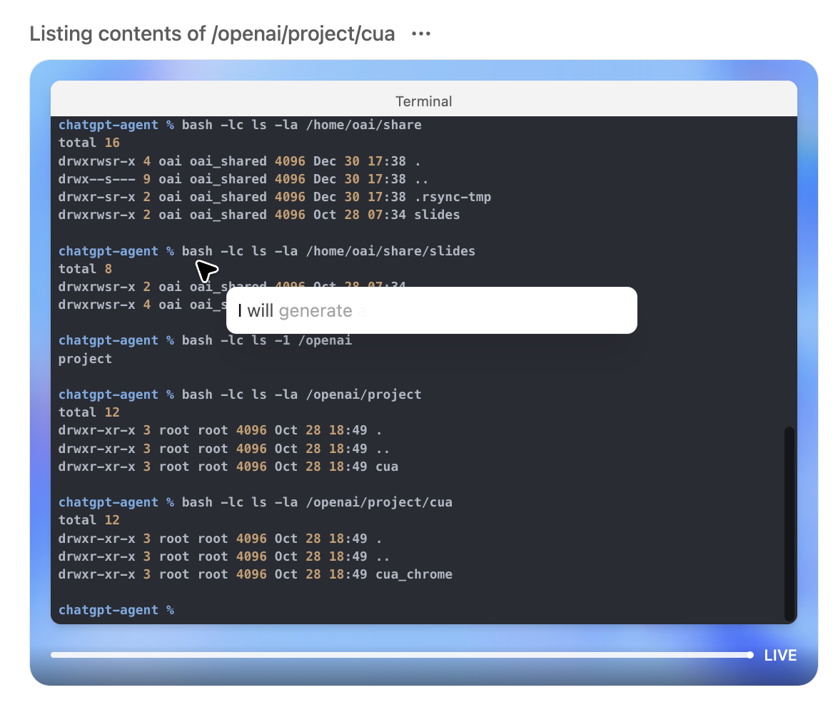 OpenAI Agent using Terminal